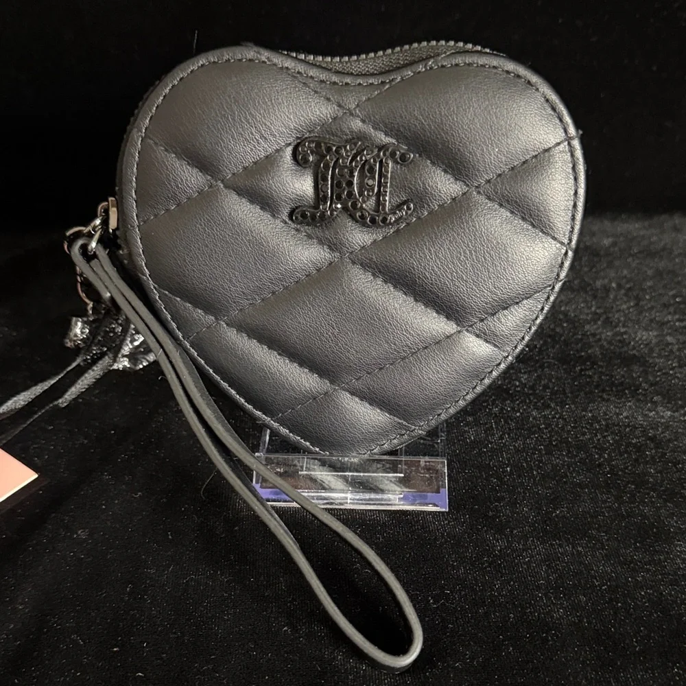 Juicy Couture Black Heart Quilted Wristlet